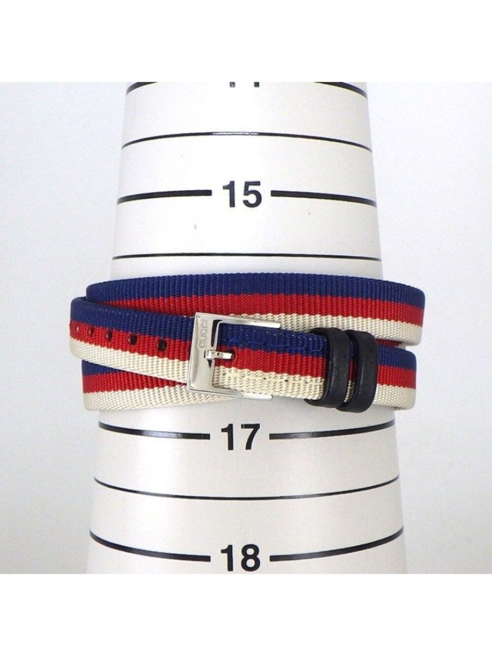 Gucci Watch Frame 147.5 Rectangular White Red Navy Dial Long - Picture 10 of 10